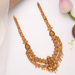 Grand Two Layer Lakshmi Devi Drops Golden Haram