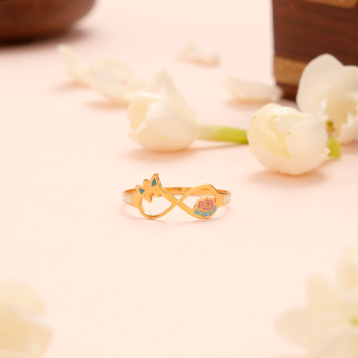 Infinity and Cute Butterfly Gold Ring