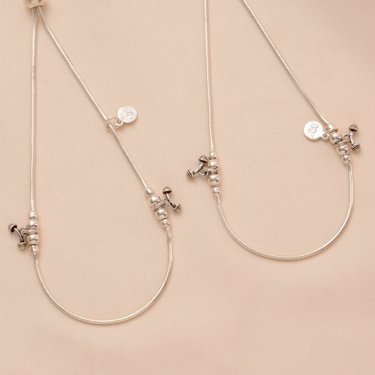 Dumbbells Design Silver Anklet