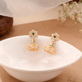 Emerald Touch Gold Plated Silver Jhumkas