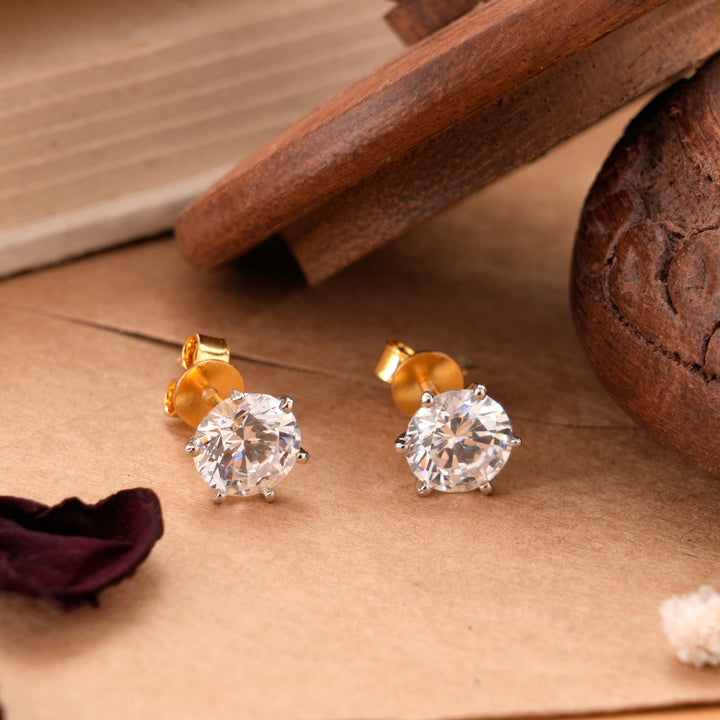 Single Moissanite Gold Plated Stud