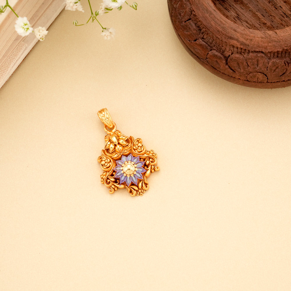 Floral Charm Enamel Golden Pendant