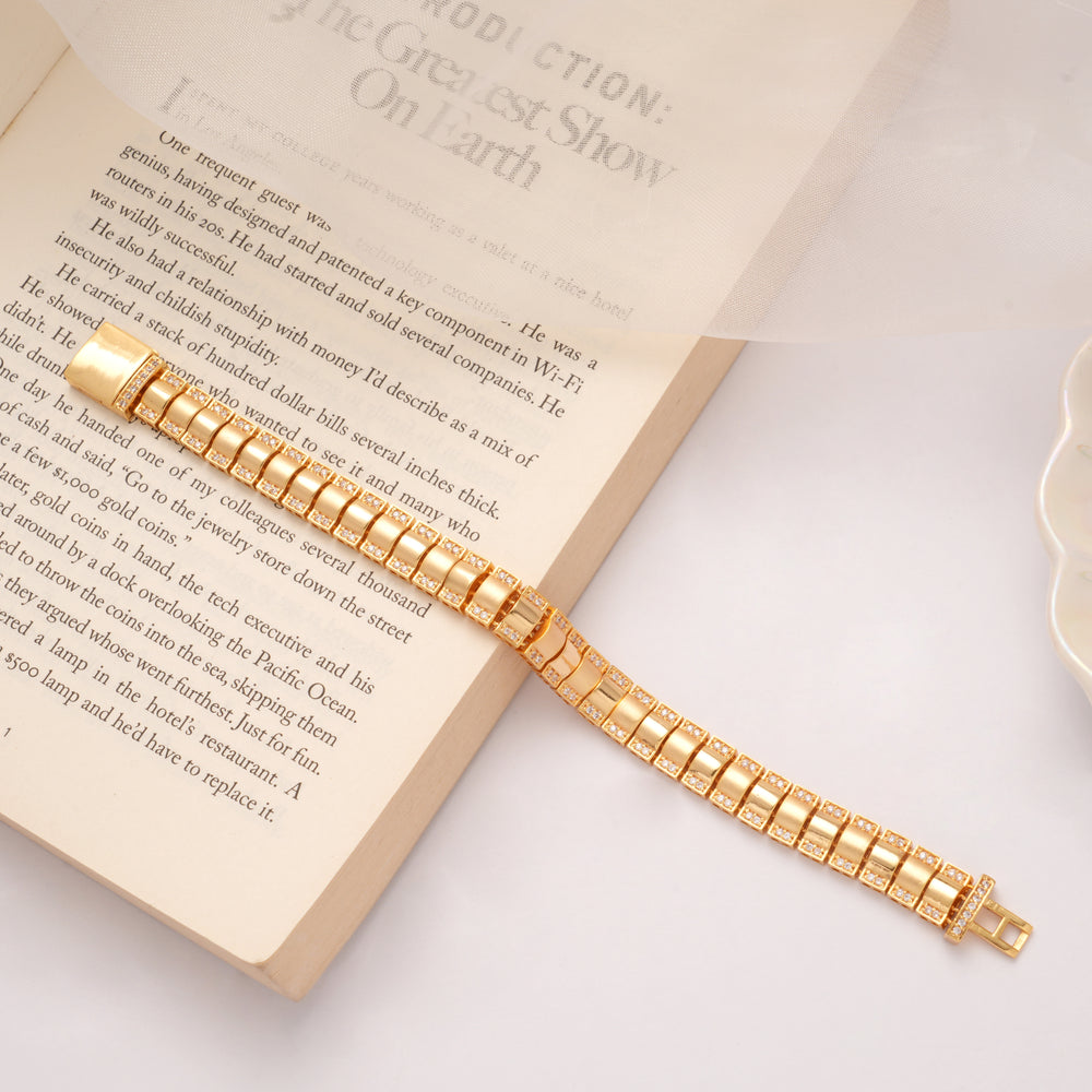 Geometric Pattern Golden Bracelet for Men