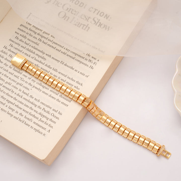 Geometric Pattern Golden Bracelet for Men
