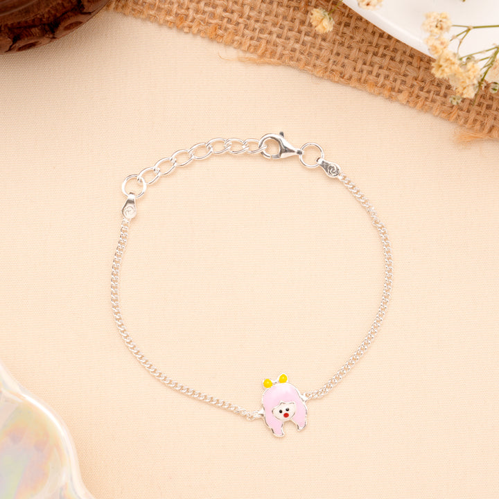 Pink Cartoon Face Baby Silver Bracelet