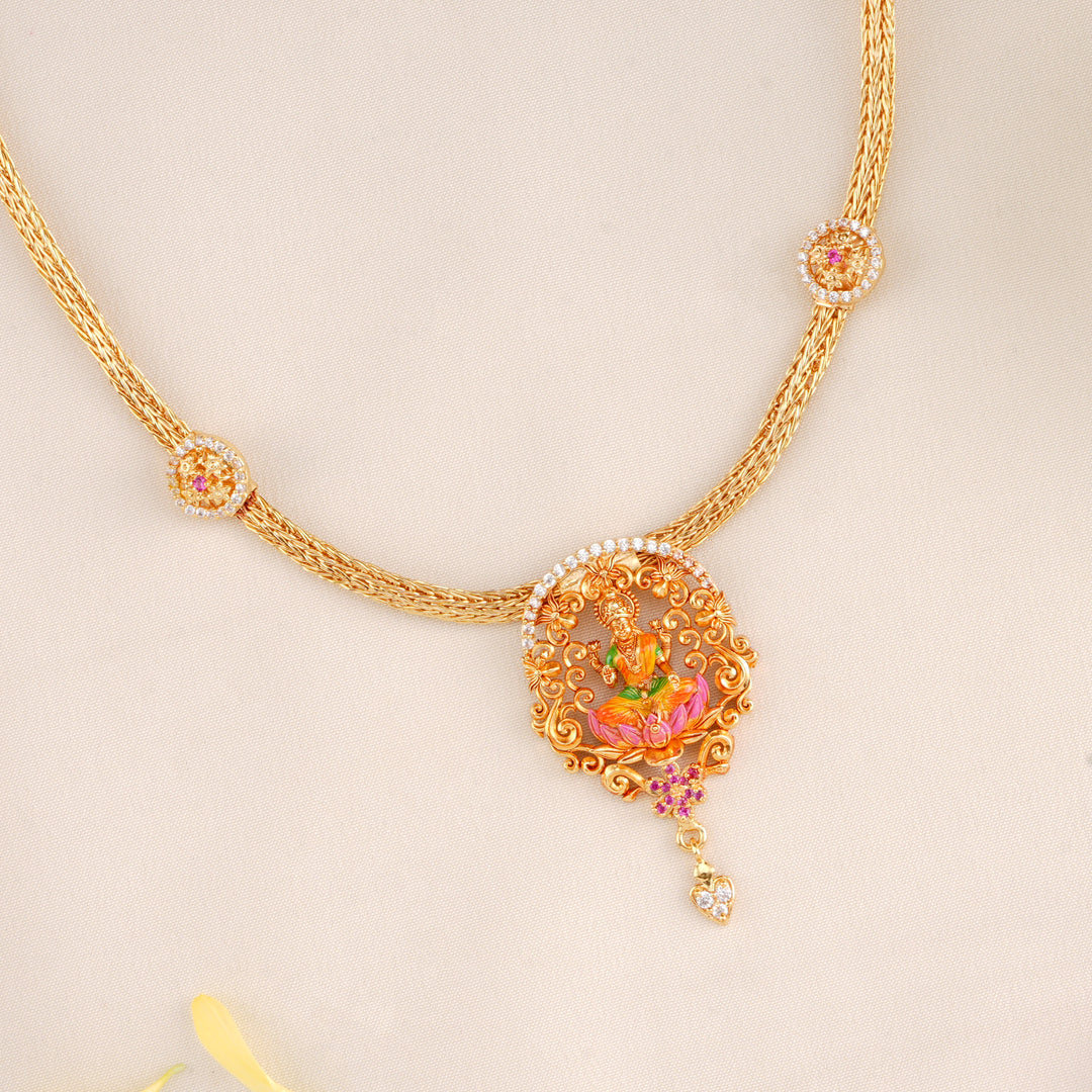 Timeless Lakshmi Pendant Swarovski Necklace