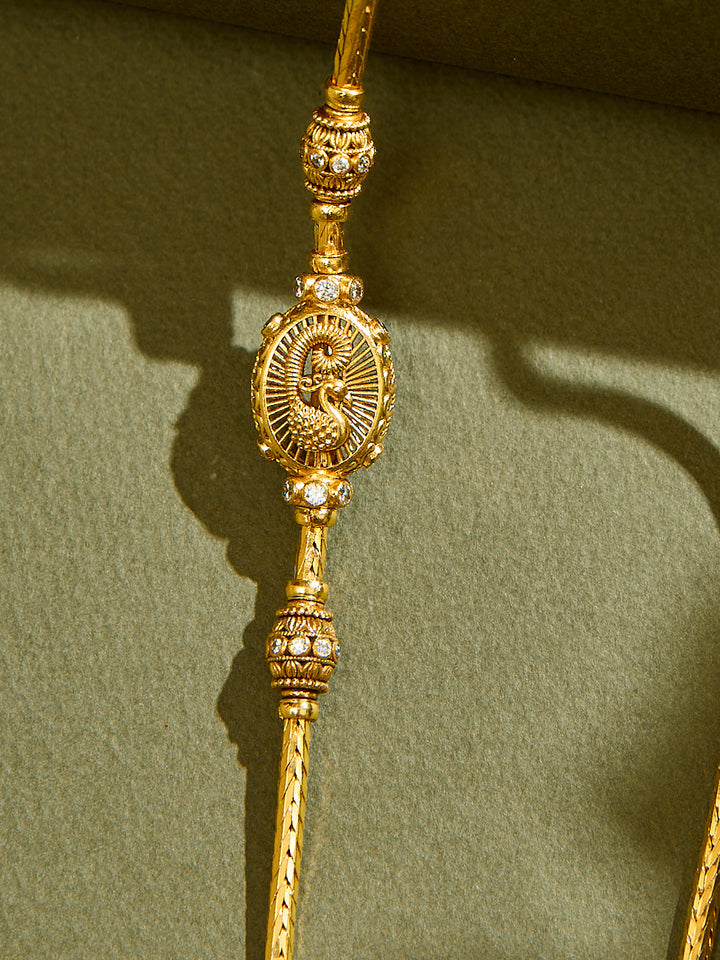 Peacock White Stone Mugappu Chain