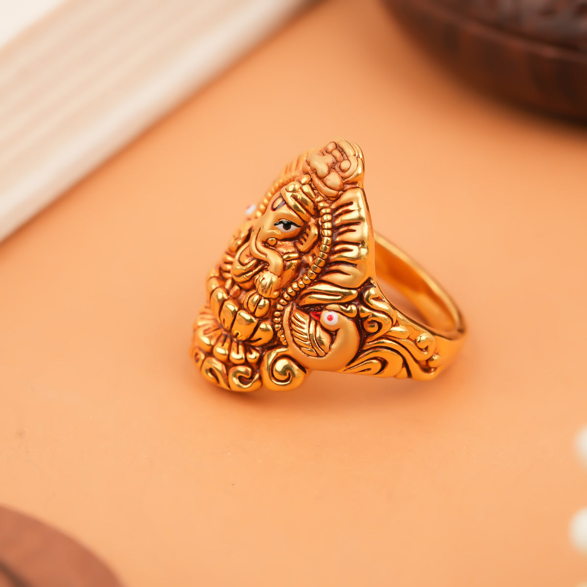 Divine Lord Ganesh Gold Men’s Ring