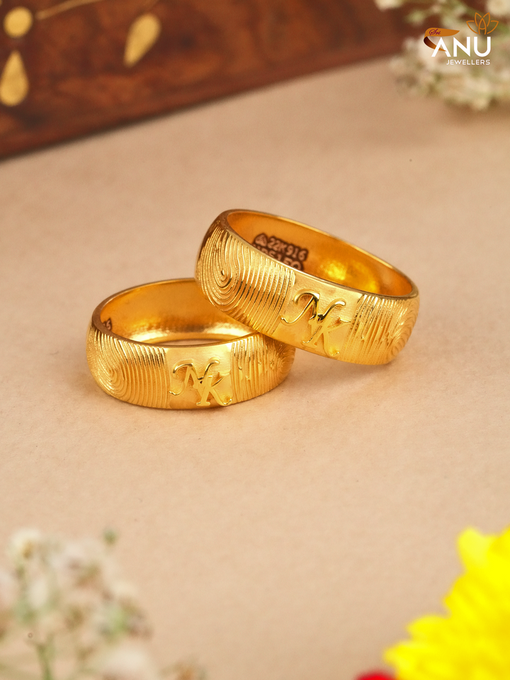 NK Letter with Fingerprint Couple Ring