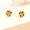Golden Flower Design Blue Stone Earring