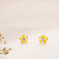 Silver Yellow Floral Bliss Stud