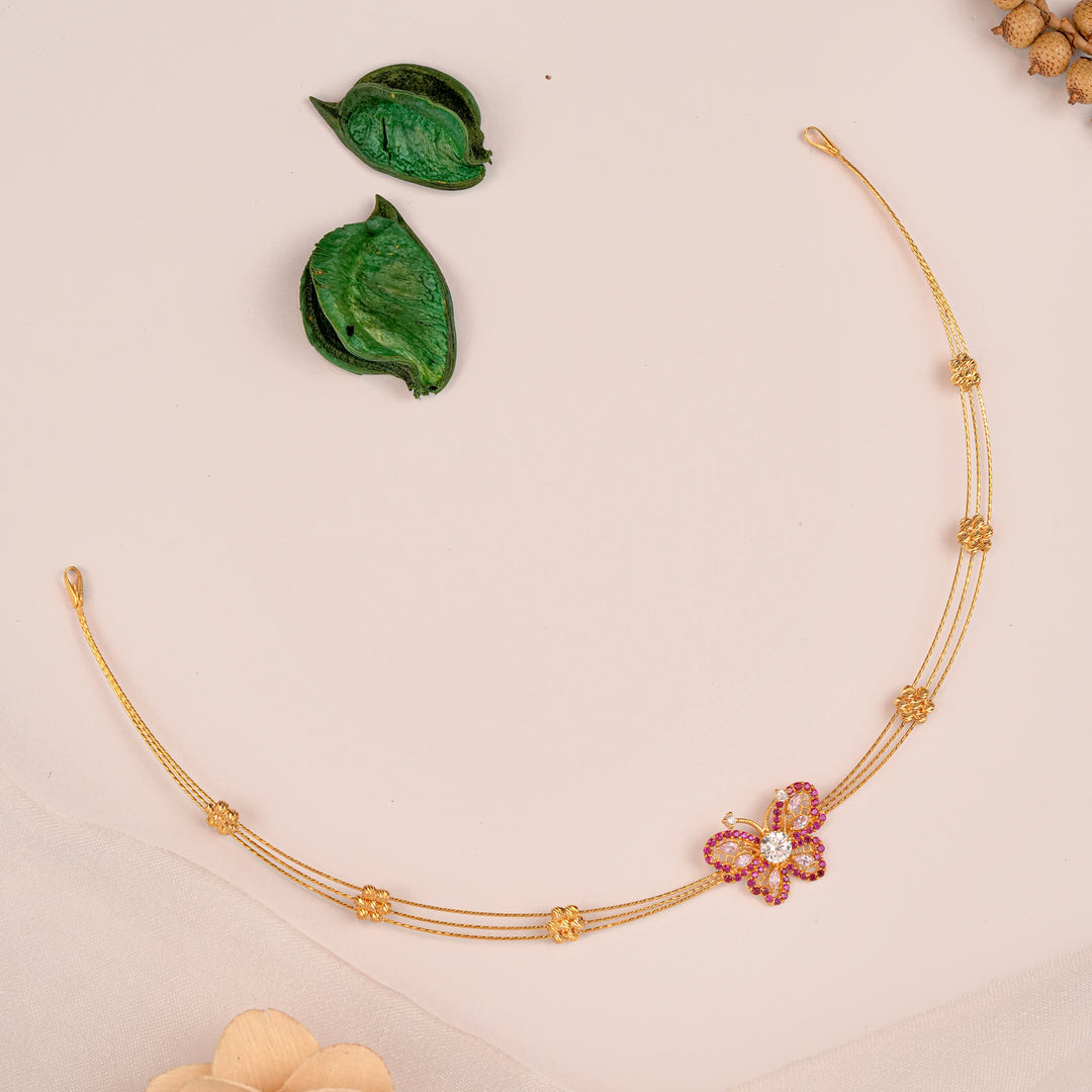 Butterfly Ruby Stone Gold Necklace
