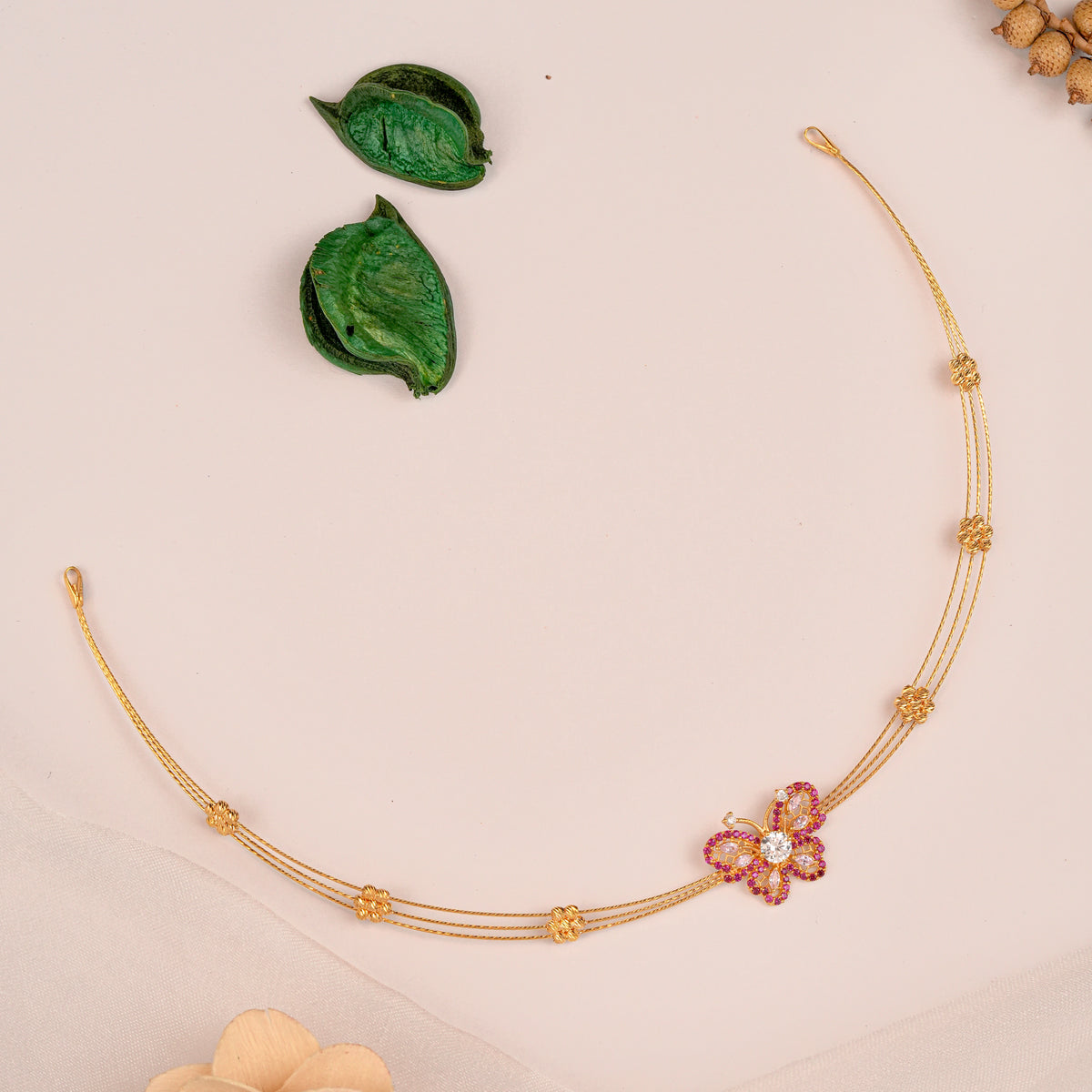 Butterfly Ruby Stone Gold Necklace