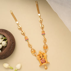 Goddess Lakshmi Temple Design Golden Necklace