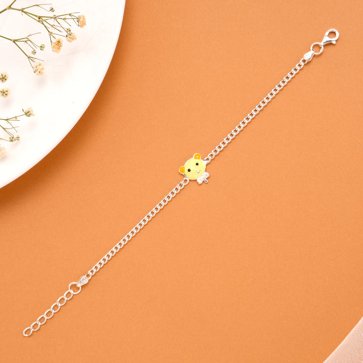 Tiny Yellow Enamel Doll Silver Baby Bracelet