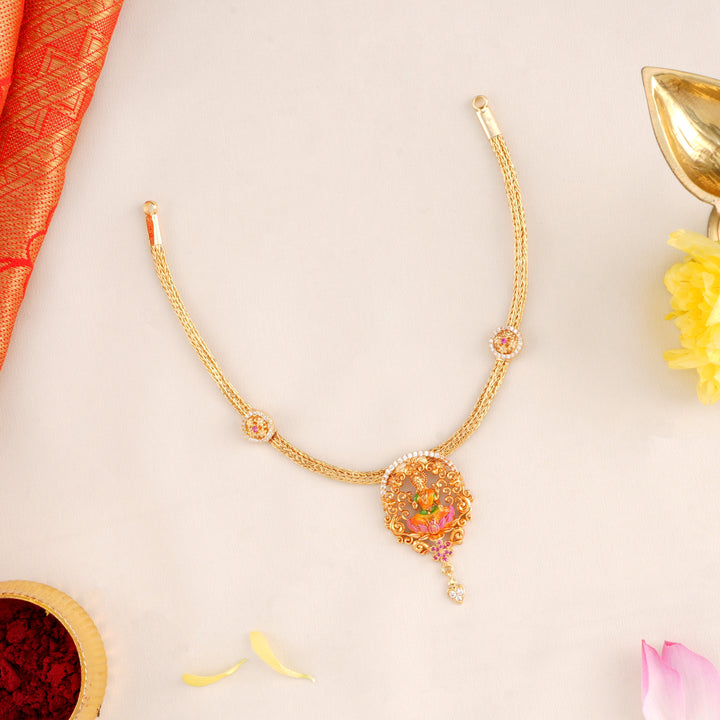 Timeless Lakshmi Pendant Swarovski Necklace