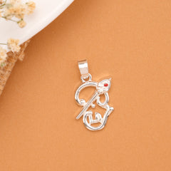Om with Vel Symbol Silver Pendant