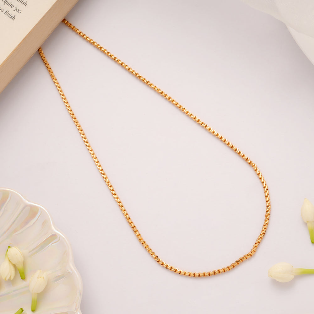 Minimalist Textured Link Design Golden Chain