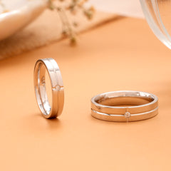 Dazzling Single Stone Couples Silver Ring