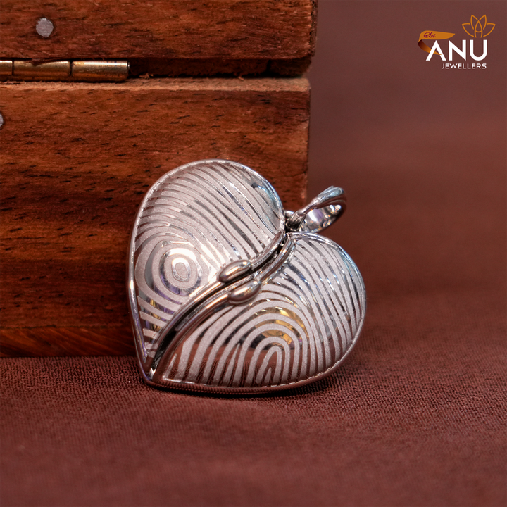 Customized Fingerprint & Photo Heart Platinum Pendant