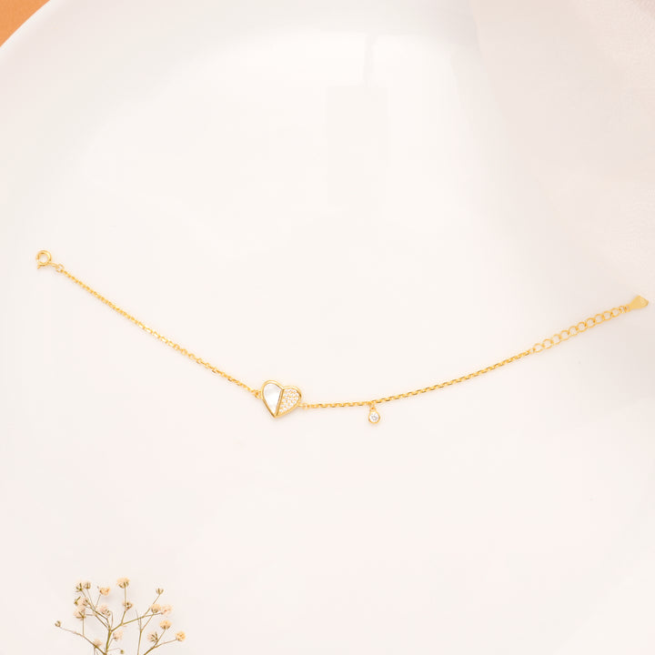 Mother of Pearl & CZ Heart Bracelet