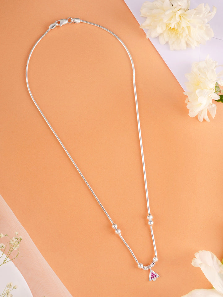 Balls with Triangle Pendant Silver Chain