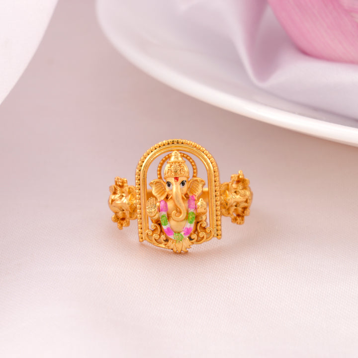 Traditional Gold Plated Ganesha Ring