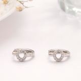 Trendy Round Shape Stone Silver Hoop Earring