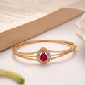 Tear Drop Ruby Stone Golden Kada