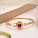 Tear Drop Ruby Stone Golden Kada