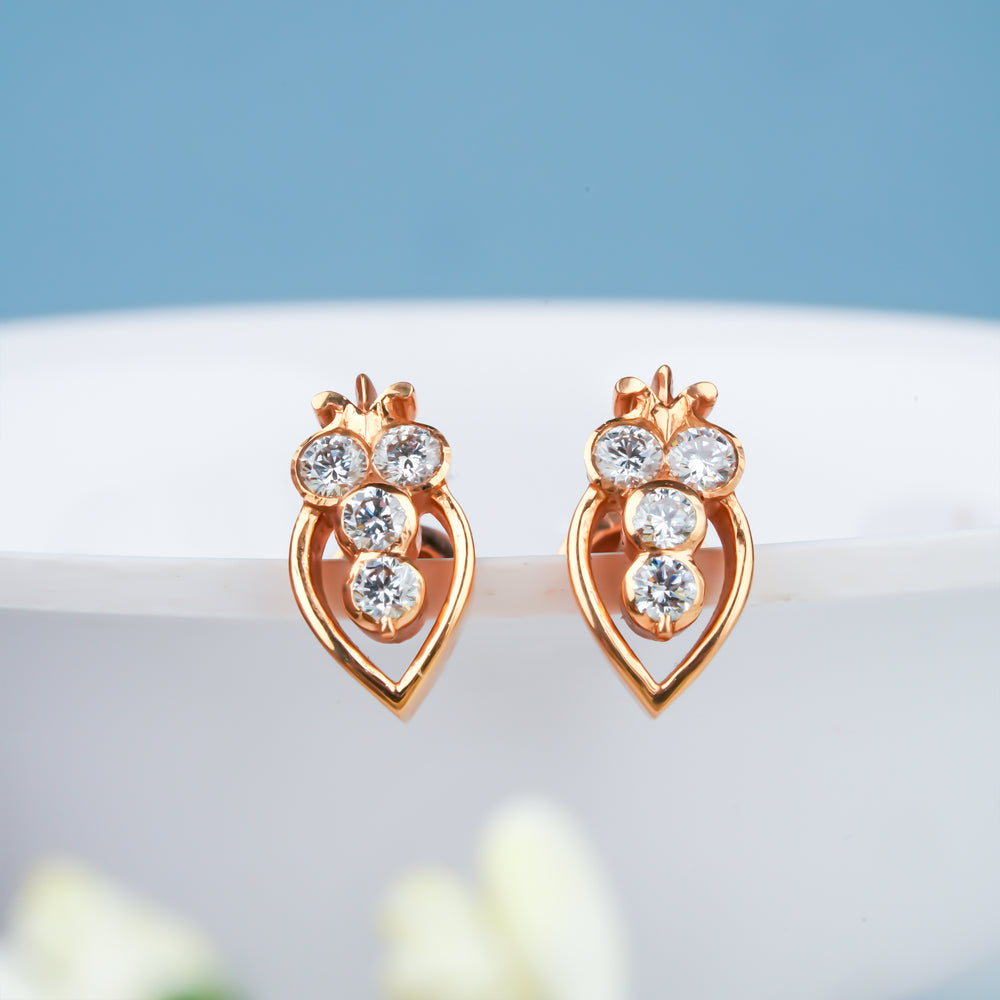 Cluster Leaf Design Diamond Earring