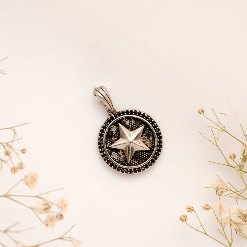 Antique Star Shape Silver Pendant