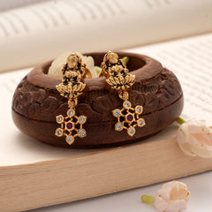 Antique Lakshmi with Star Stone Golden Earrings