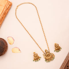 Golden Goddess Lakshmi Pendant Necklace Set