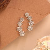 Shining Floral Silver Ear Crawlers