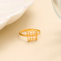 Geometric Square Grid Gold Ring