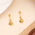 Green Stone with Heart Drops Gold Plated Koppu