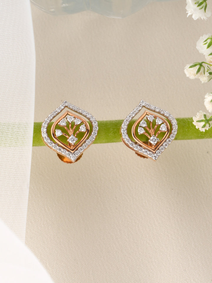 Teardrop Leaf Diamond Stud