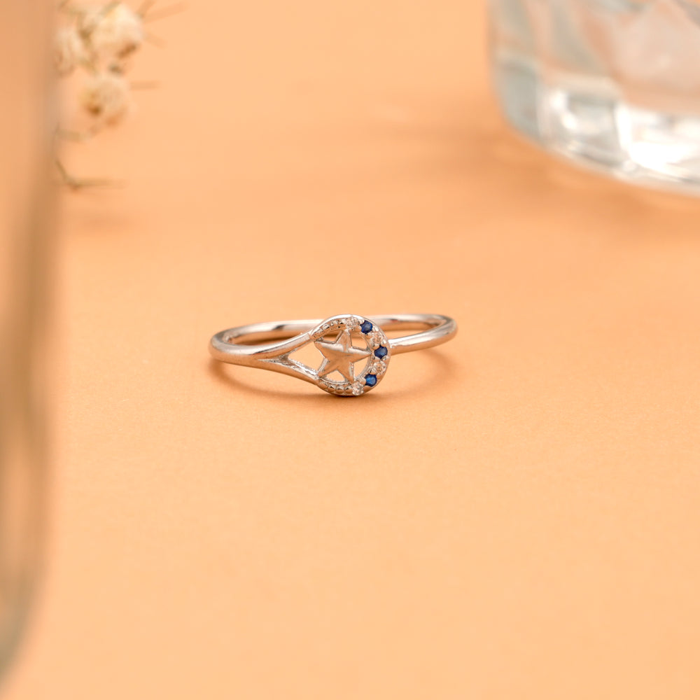 Cute Star with Stones Silver Ring