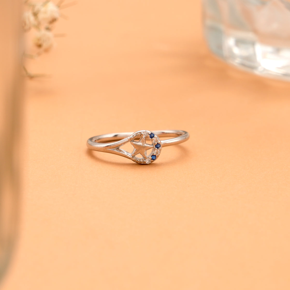 Cute Star with Stones Silver Ring