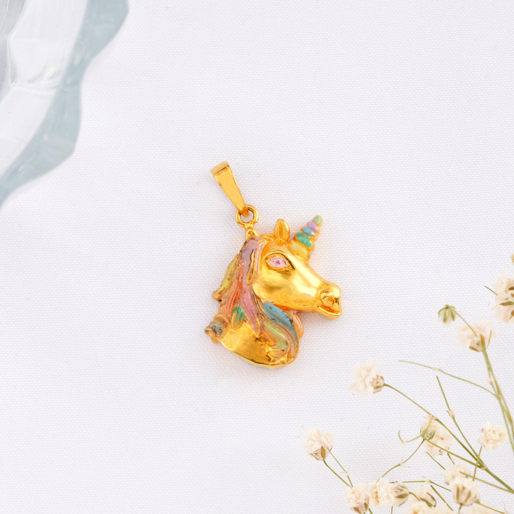 Unicorn Head Gold Pendant