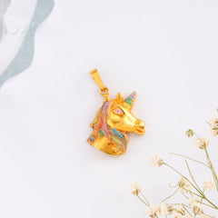 Unicorn Head Gold Pendant
