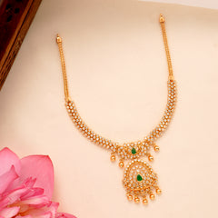 Elegant White Stone Golden Necklace