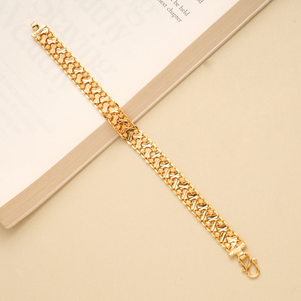 Heavy Link Pattern Golden Bracelet for Men