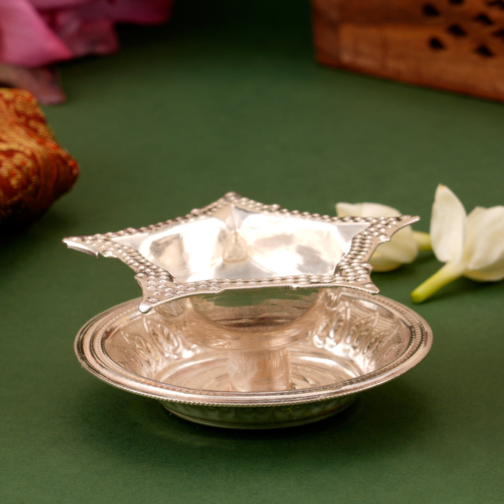 Elegant Silver Deepam Plate