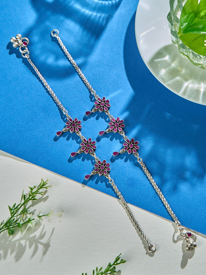 Graceful Lotus Drops Antique Anklet