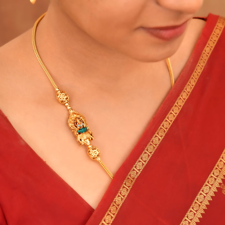 Golden Lakshmi & Elephant Mugappu Chain