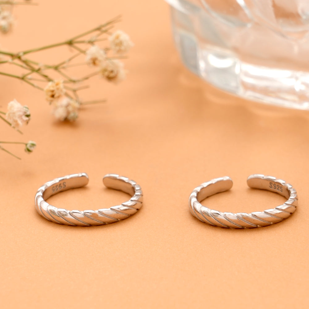 Silver Braided Adjustable Toe Ring