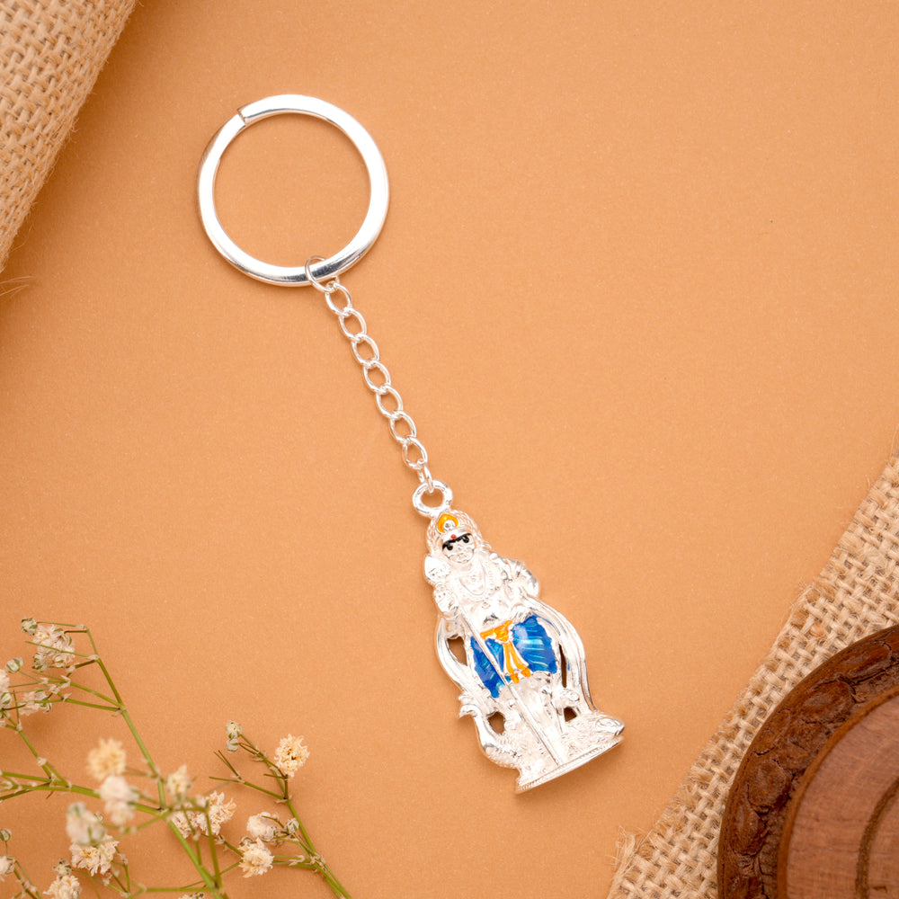 Devotional Mayil Murugan Silver Key Chain