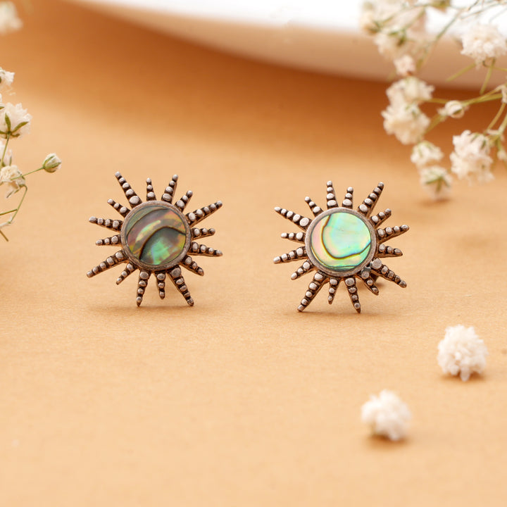 Sun Paua Shell Silver Stud